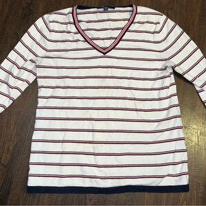 Striped V-Neck Long Sleeve Top